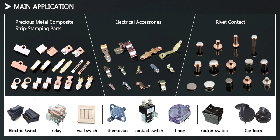 Electrical Silver Contact Tips for Switch Contact Point for Breaker Pewder Metallurgy Contacts Point for Switch