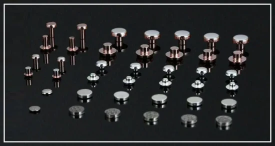 Rebites de contato prata elétrico bimetálico prata cobre para relés industriais